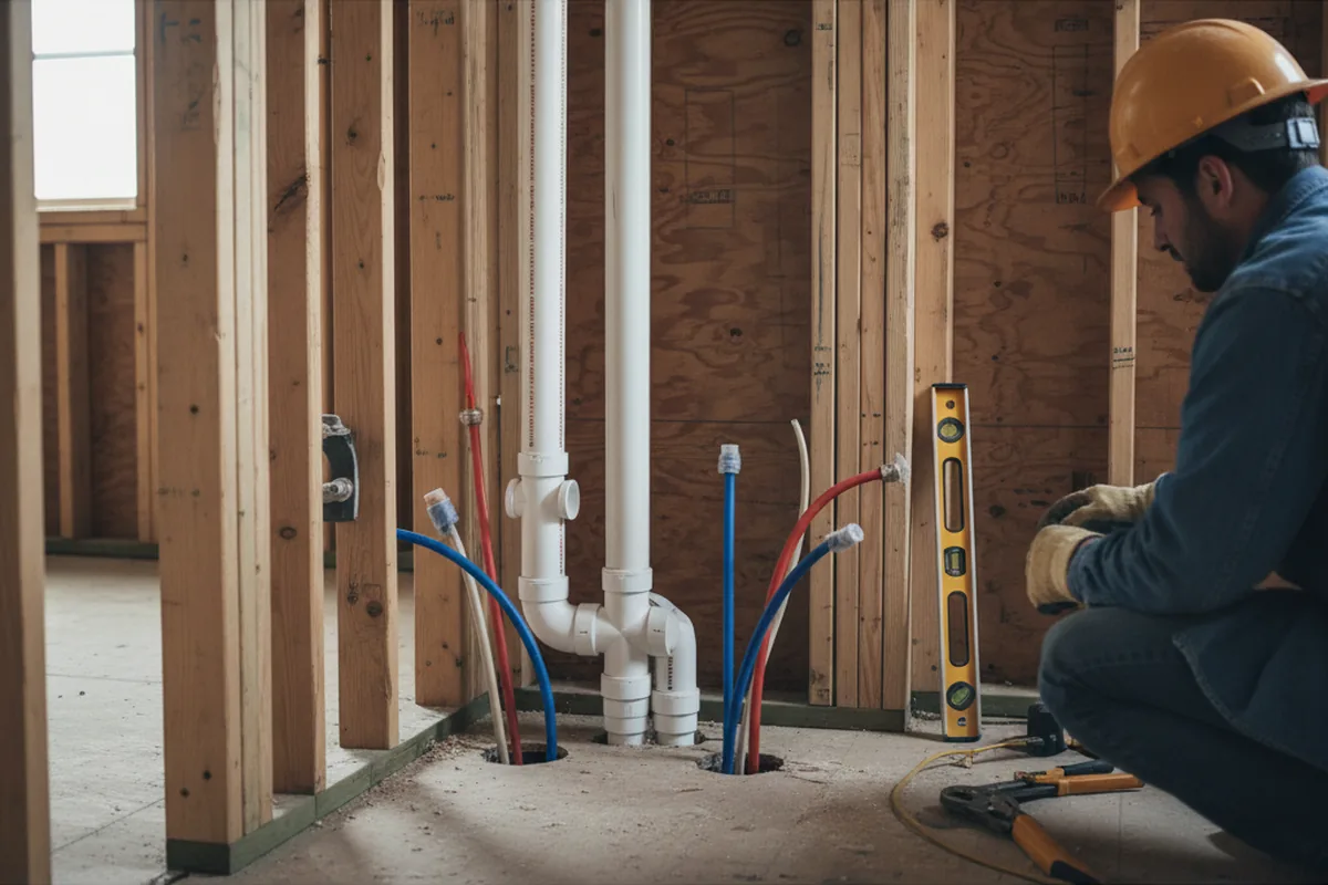 Drain and supply rough-in during Drain Cleaning in Elberta